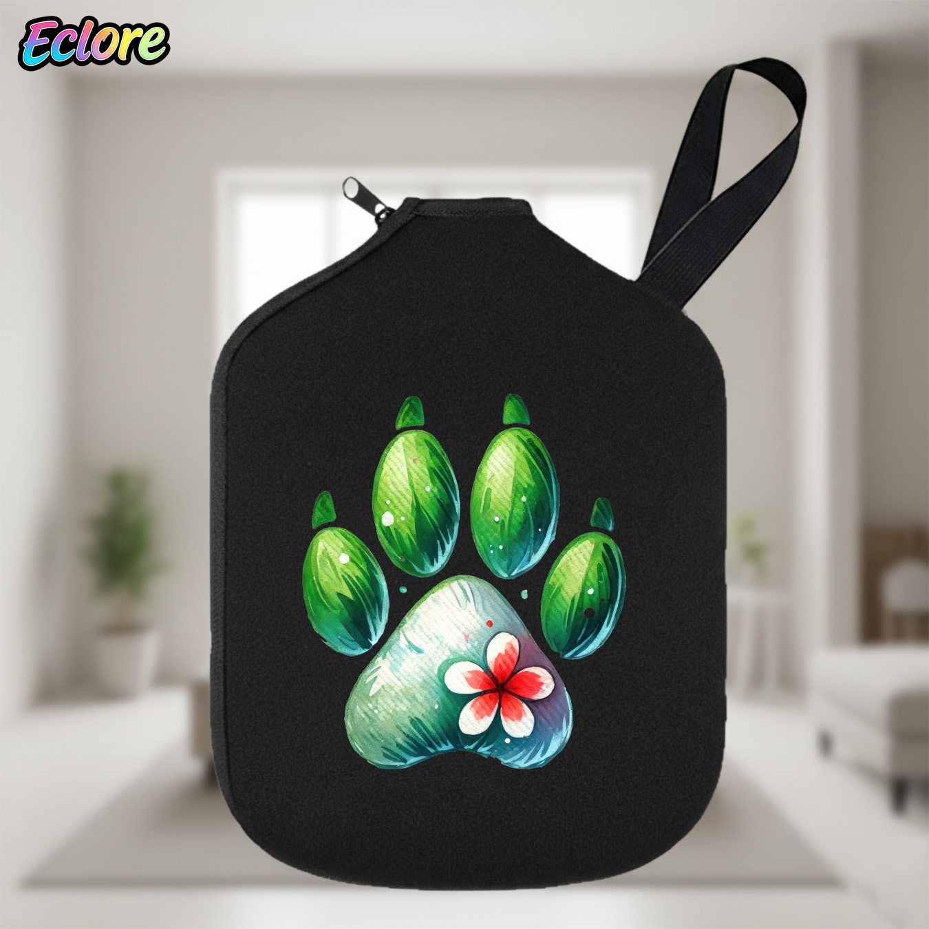 녹색 수채화 발자국 패들 커버, 내구성이 뛰어난 피클볼 - Racket Cover Bag 리뷰 및 가격